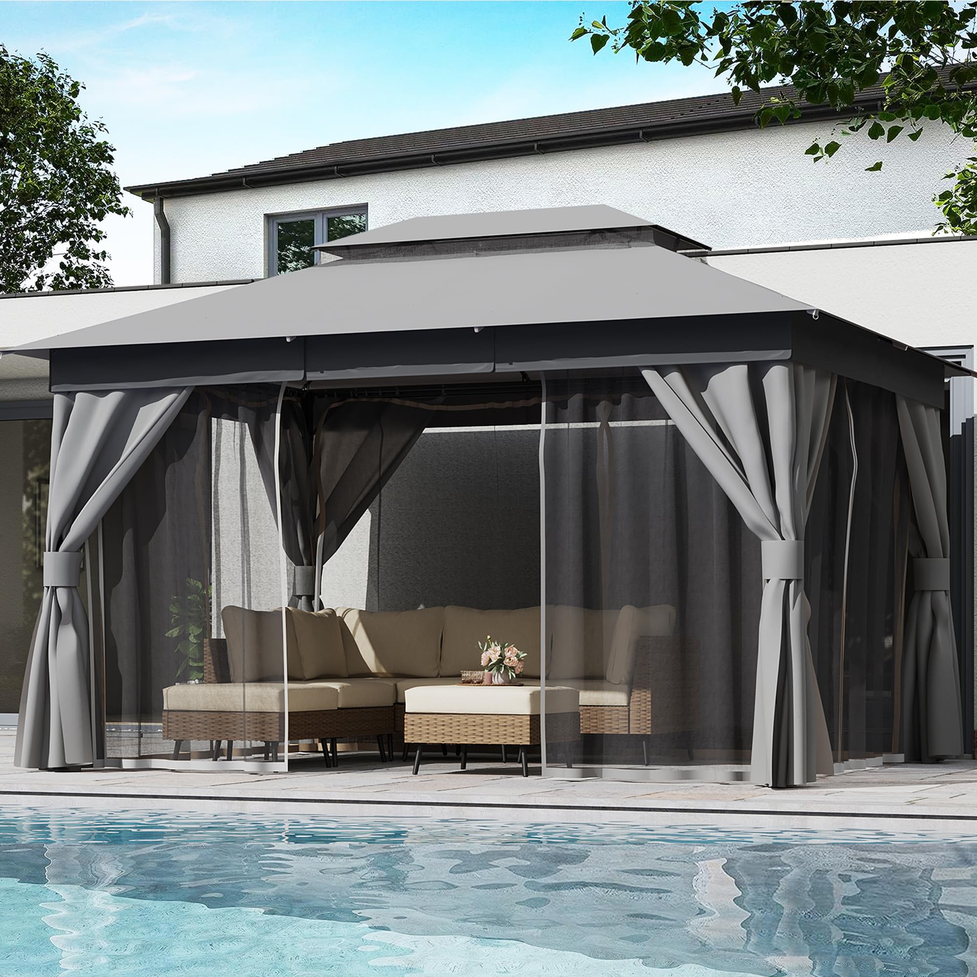 7845302C-E047-EAA7-53B8-741349B537D5 LAUSAINT HOME Outdoor Patio Gazebo 10'x13' with Expansion Bolts - Image 1
