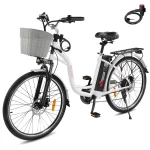 PEXMOR Electric Bike for Adults, 350W (Peak 500W) City Commuter Ebike 36V 12.5AH Removable Battery, 26" Cruiser Electric Bicycle Shimano 6-Speed | Dual Shock Absorber | Basket - Image 2