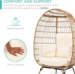 Best Choice Products Wicker Egg Chair, Oversized Indoor Outdoor Lounger for Patio, Backyard, Living Room w/ 4 Cushions, Steel Frame, 440lb Capacity - Ivory - Image 18