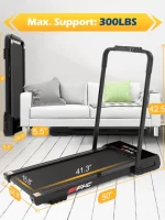 FYC 3.5HP Under Desk Treadmill 300LBS Weight Capacity, 2-in-1 Foldable Design, Remote Control & LED Display Compact Electric Walking and Running Machine for Walking, Running, Jogging (Black) - Image 7